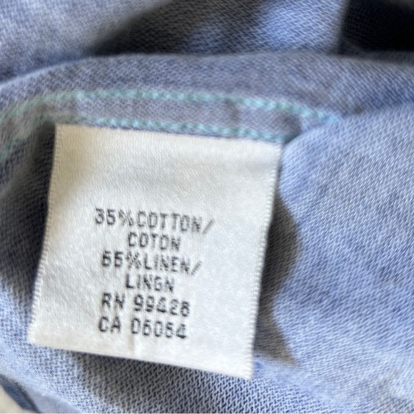 Bugatchi men’s Medium Uomo Ombre Blue Button up Shirt Long Sleeve Linen Blend - Picture 5 of 10